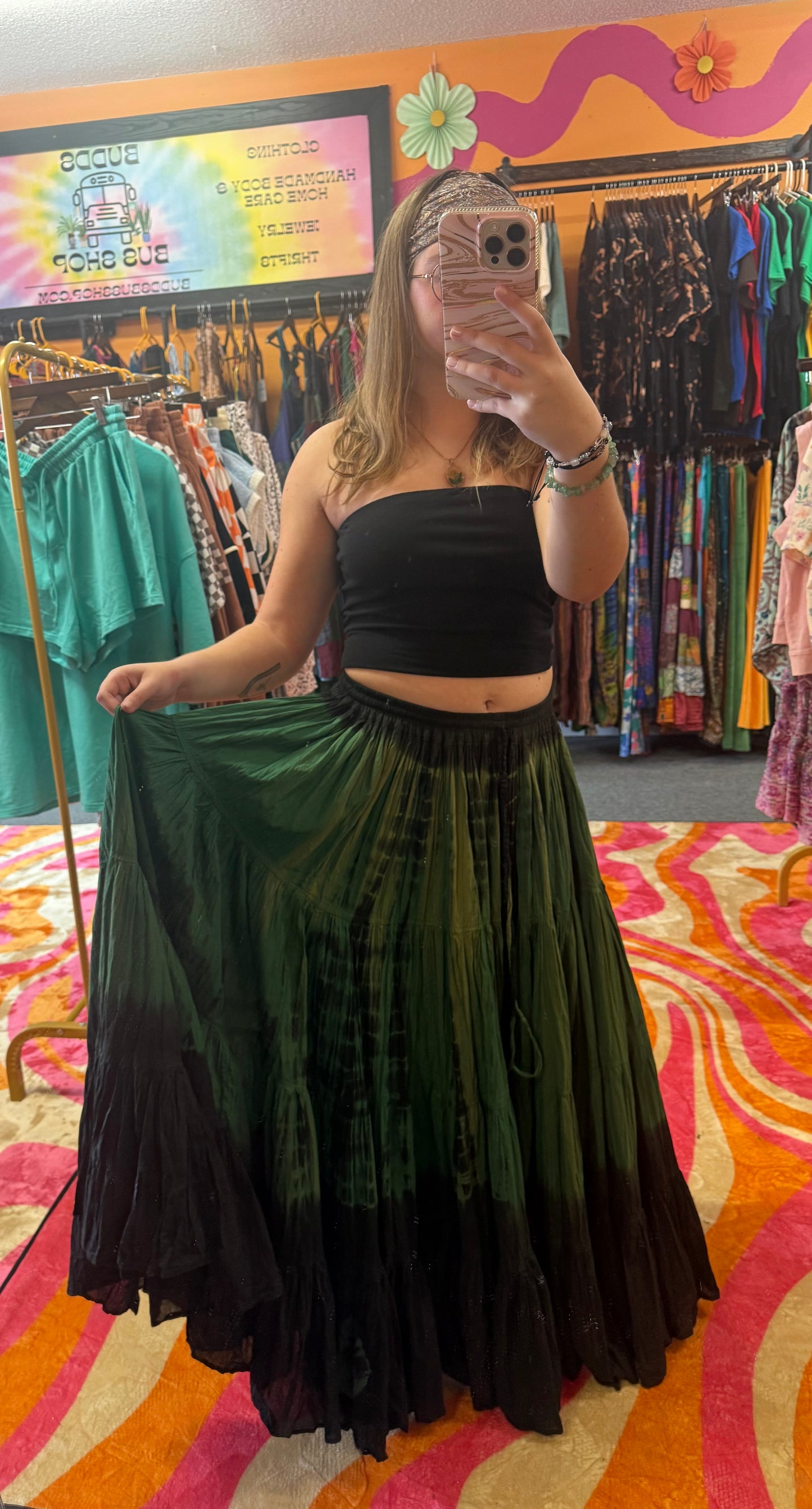 Black/green tie dye 25 yard skirt