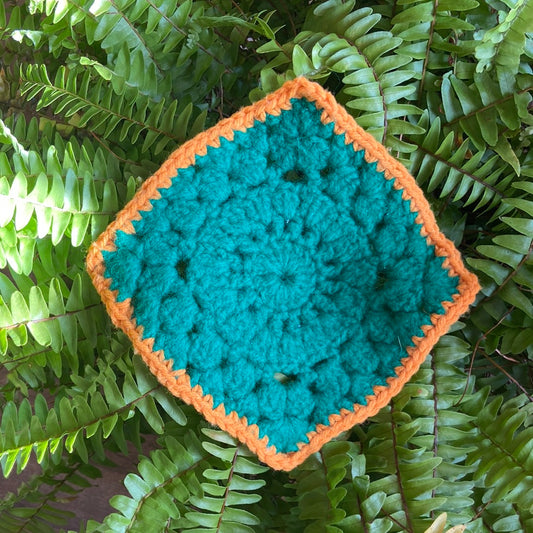 Green and Orange Crochet Potholder