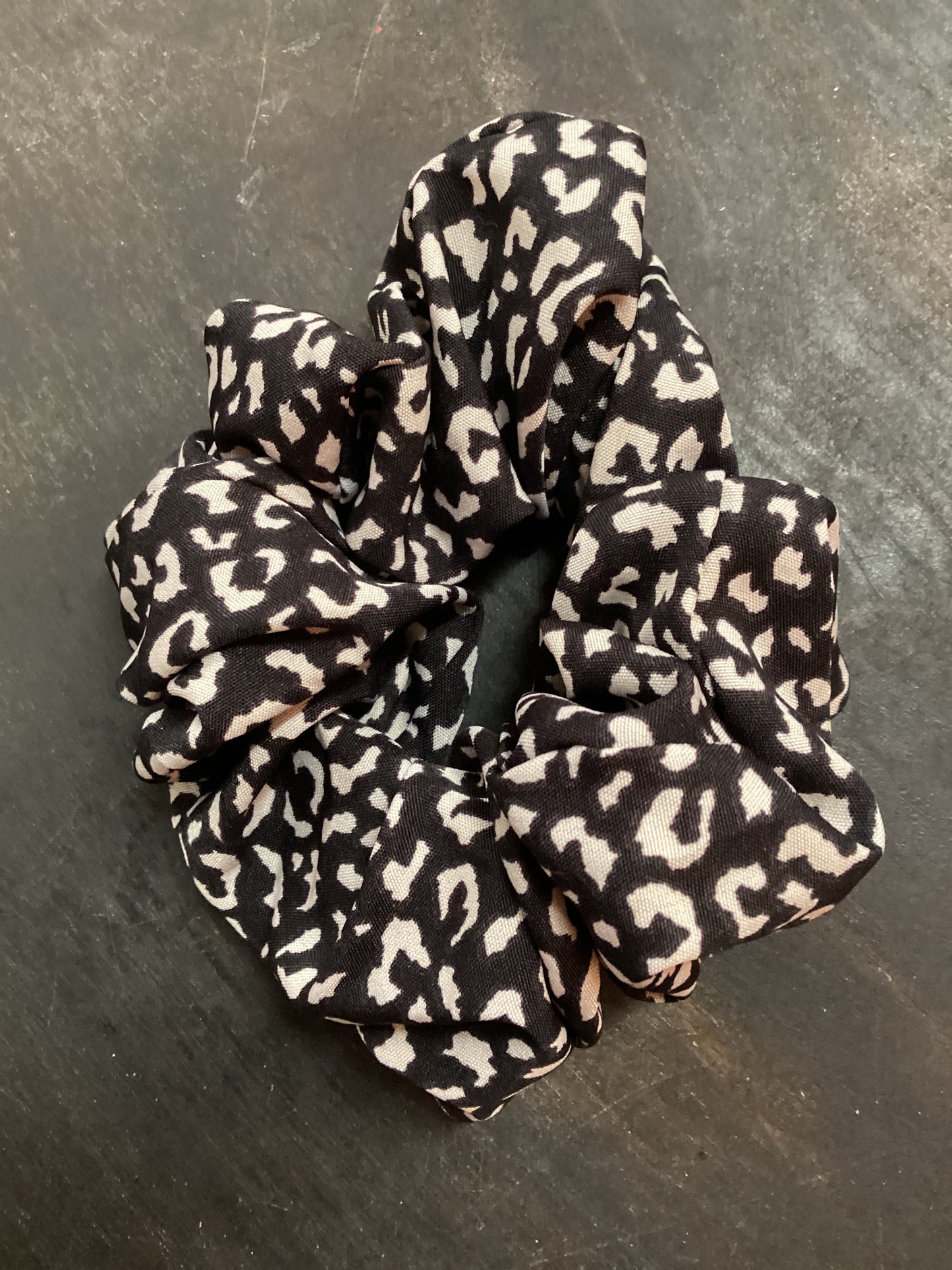 Black + White Cheetah Print Scrunchie