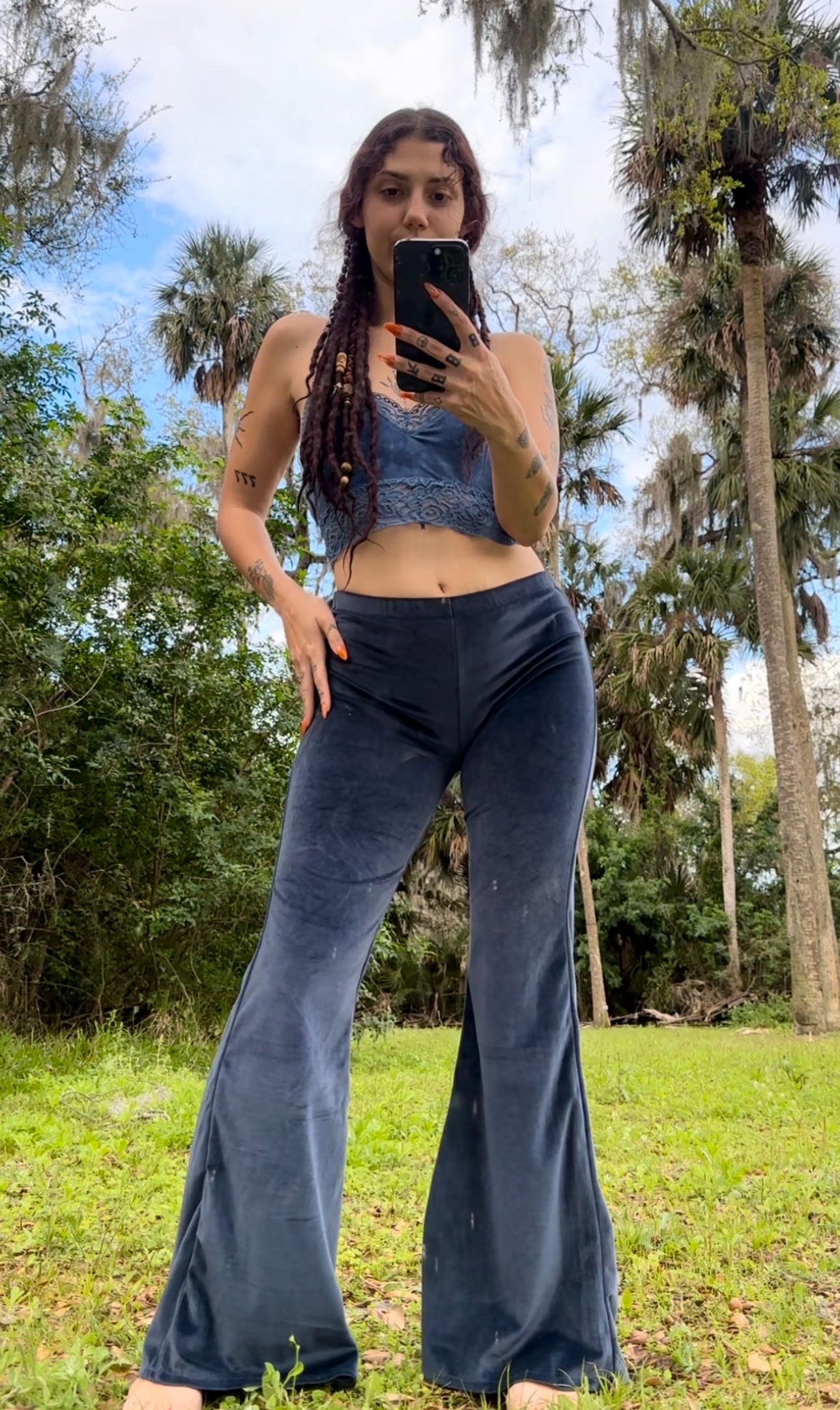 VELVET BELL BOTTOM YOGA PANTS