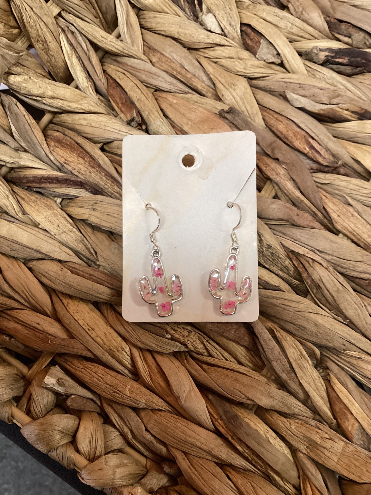 Pressed Flower Cactus Earrings
