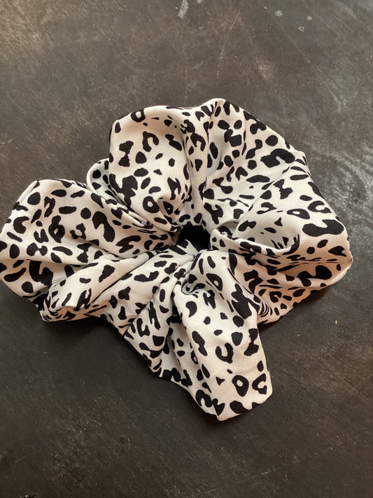 White + Black Cheetah Print Scrunchie