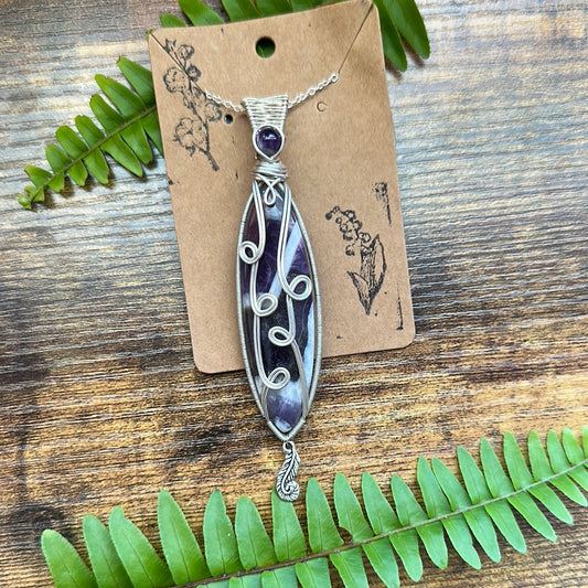 CHEVRON AMETHYST WIRE WRAPPED NECKLACE