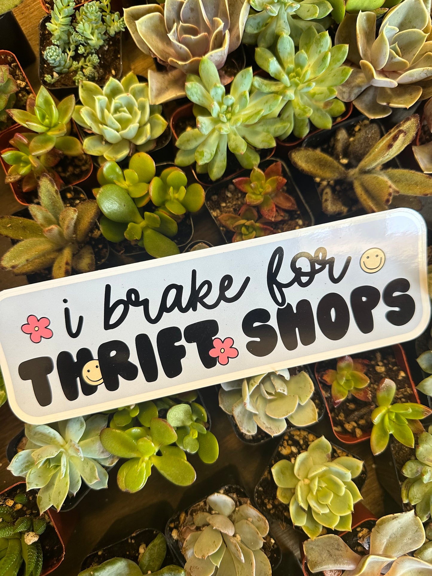 I BRAKE FOR THRIFT SHOP BUMPER STICKER