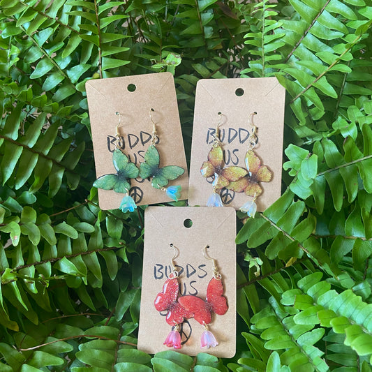 Butterfly Flower Dangling Earrings