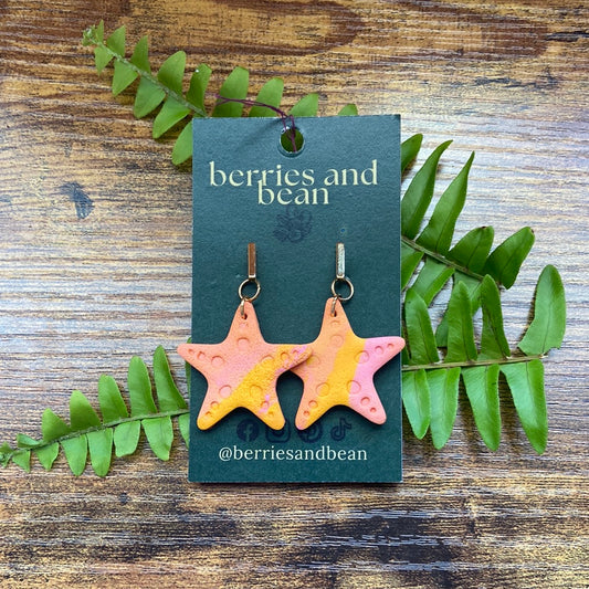 Orange Pink Starfish Dangles