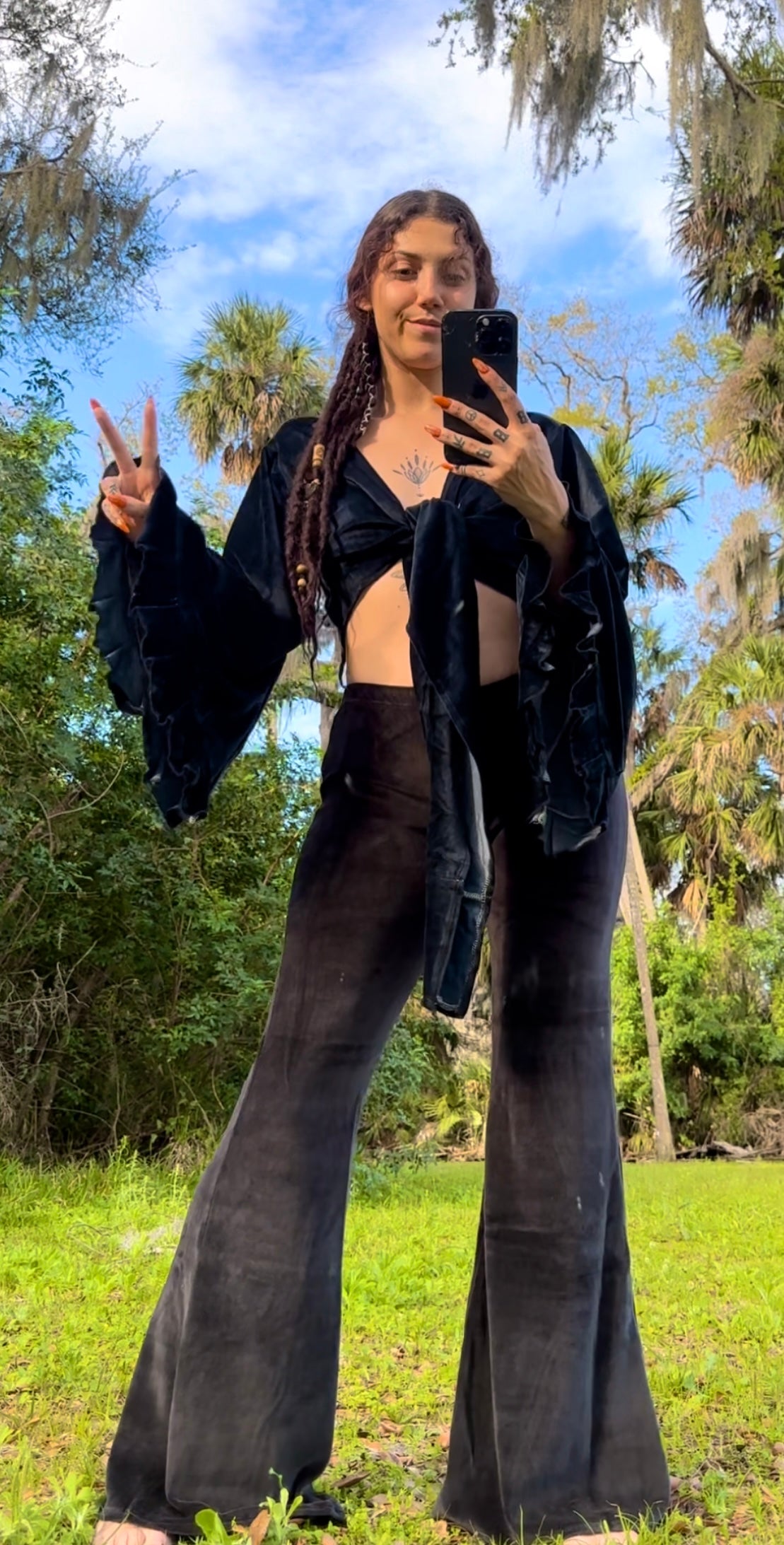 VELVET BELL BOTTOM YOGA PANTS