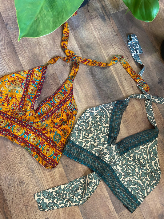 ONE OF A KIND REVERSIBLE TIE HALTER TOP