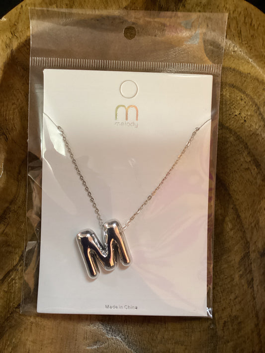 Silver Letter M Necklace