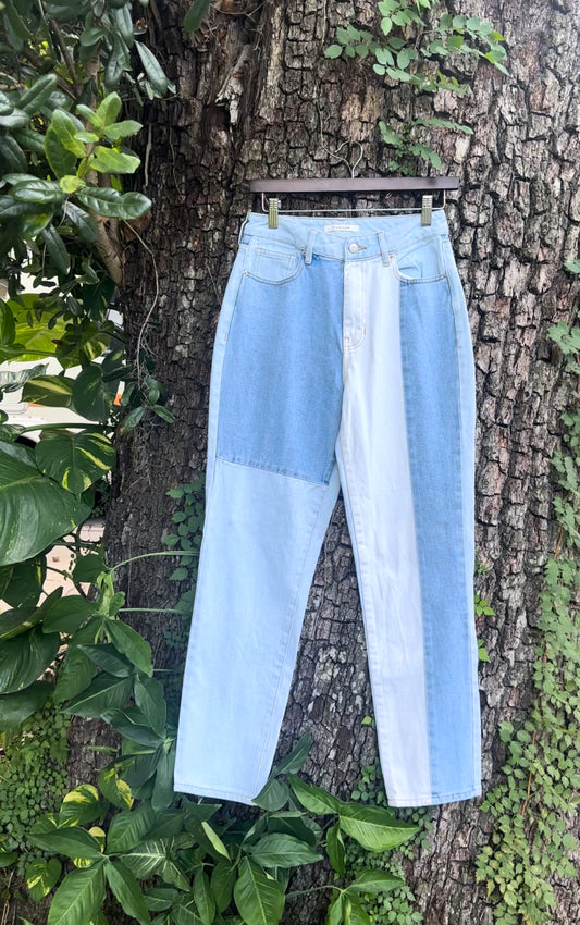 Jean Patchwork Mom Jeans (XS)