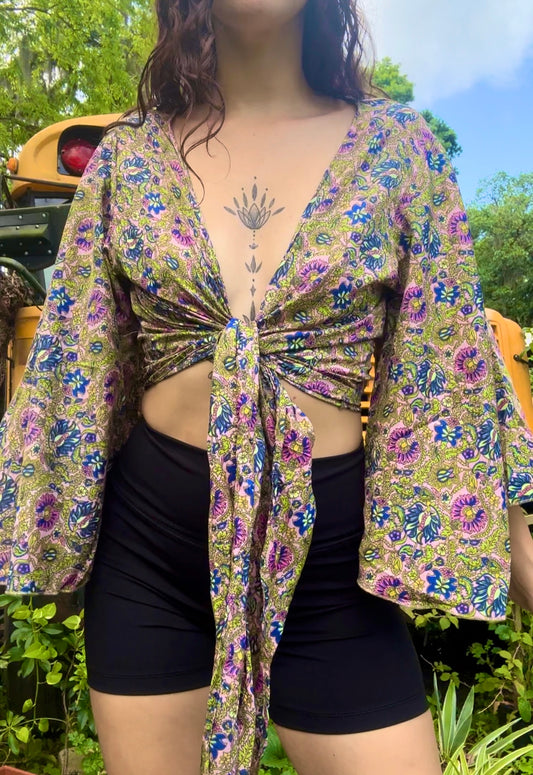 Mossy Green/ Pink Bellsleeve