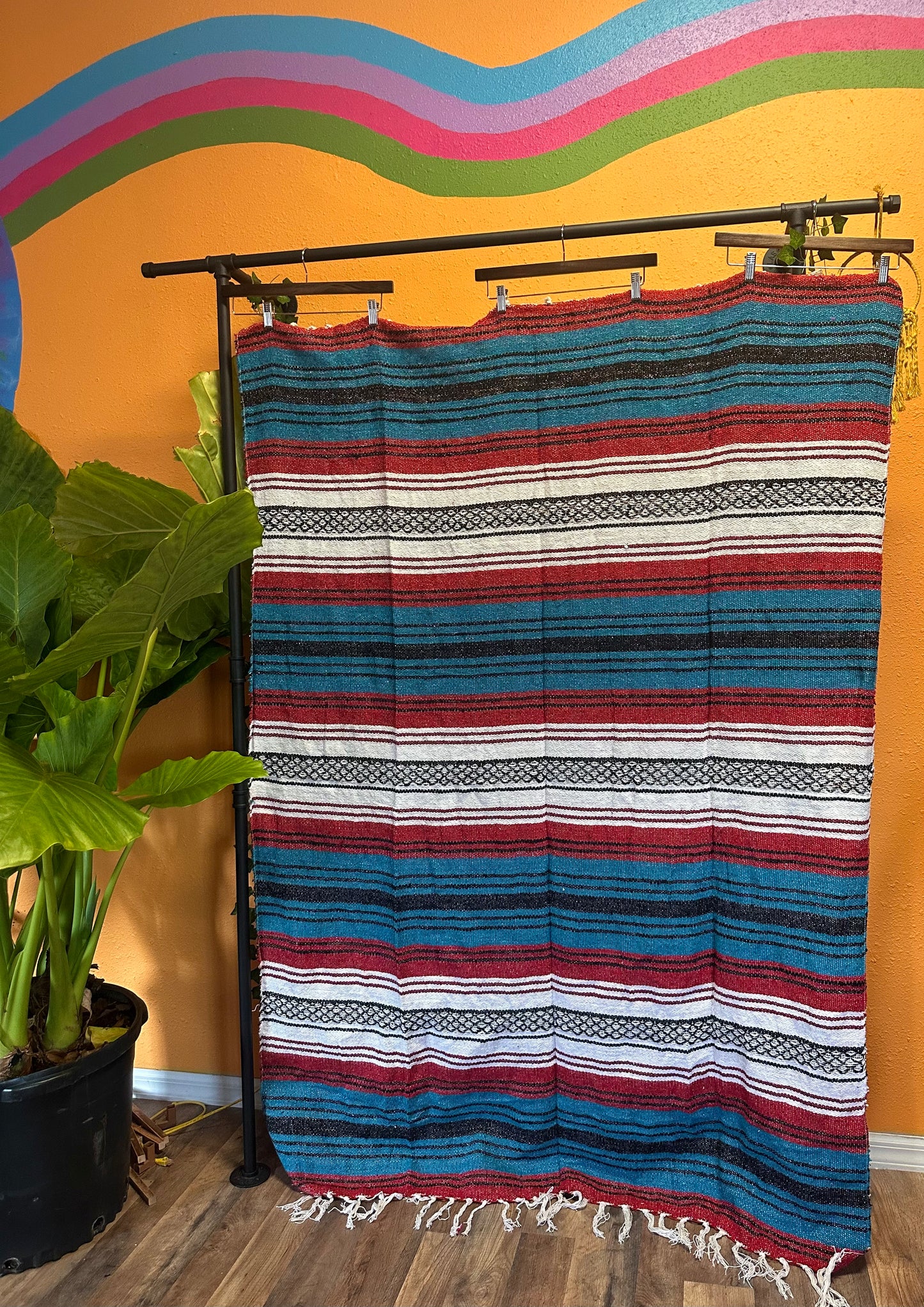 RED WHITE AND BLUE MEXICAN BLANKET