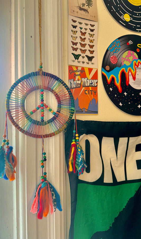 PEACE SIGN DREAM CATCHER WALL HANGING