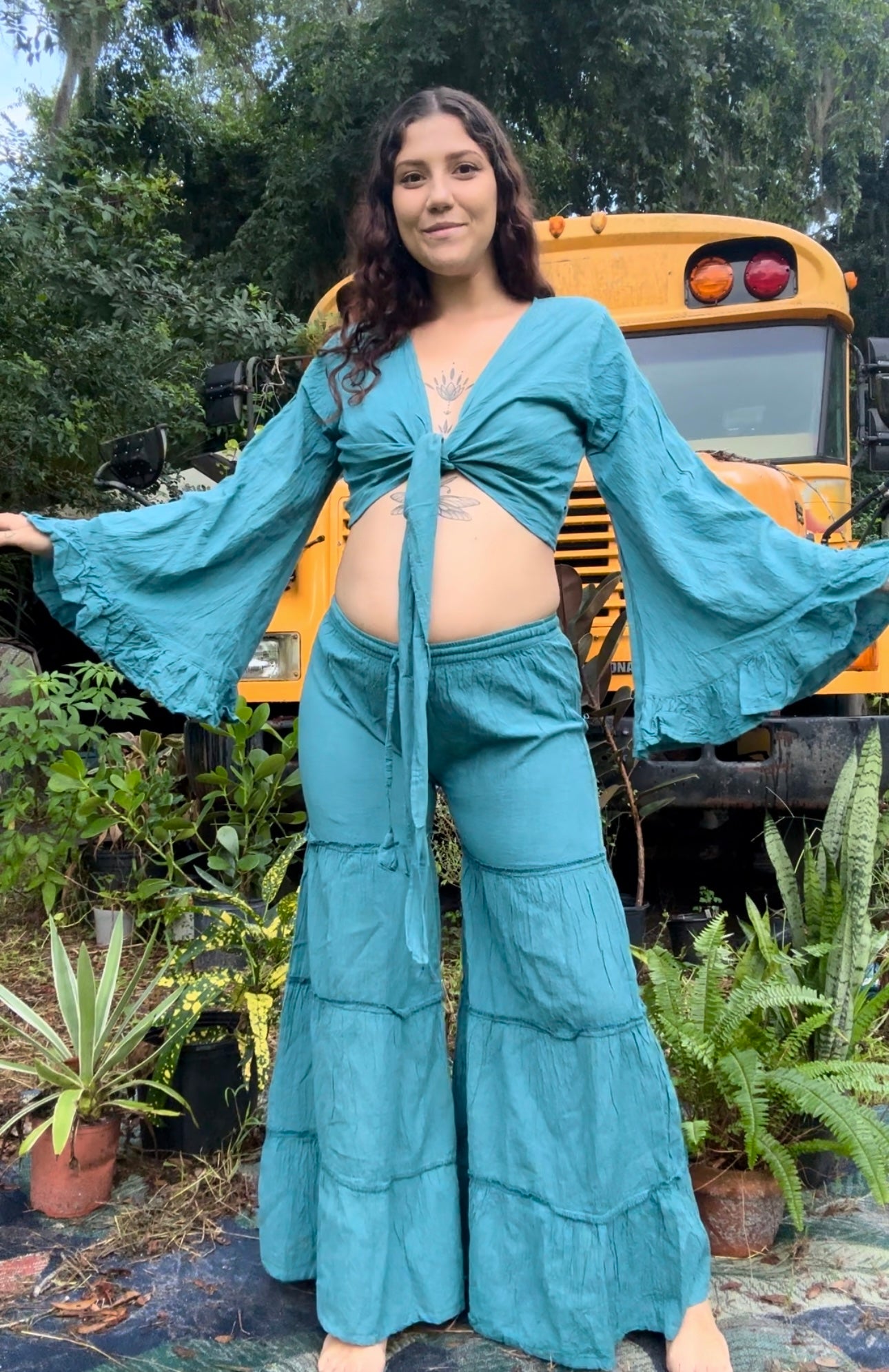 Earthy Tiered Palazzo Pants