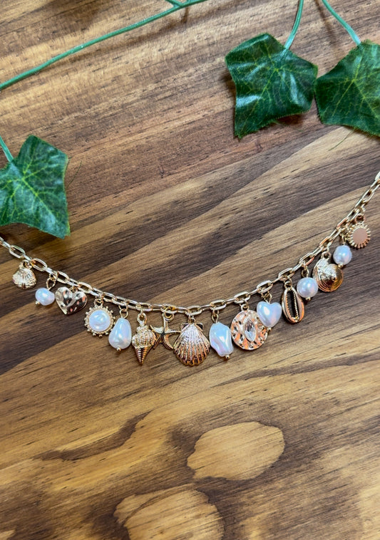 Beach Chic multi charm necklace