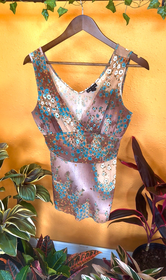 (L) Earthy Brown Floral Tank