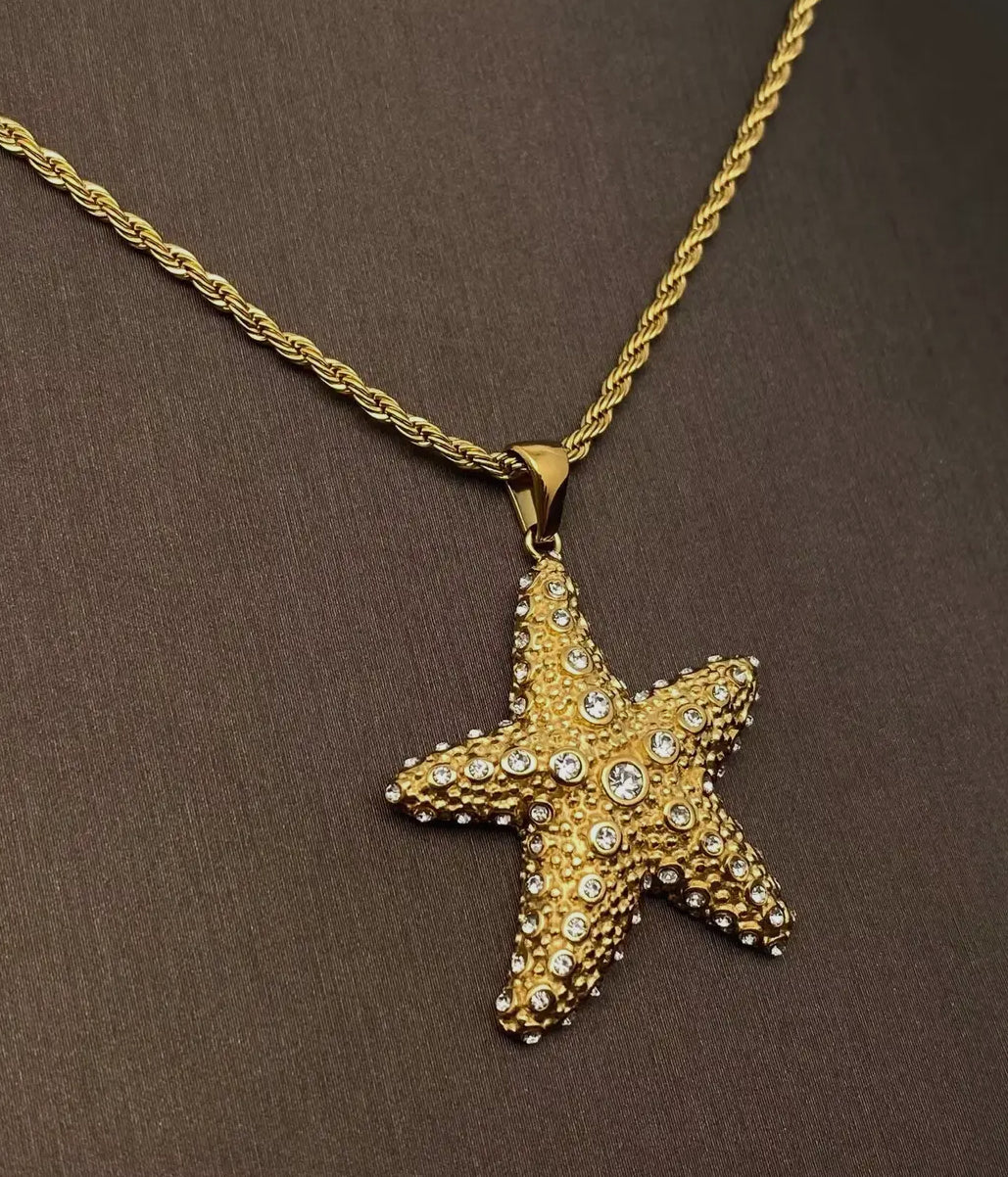 Stainless steel 18k gold plated small starfish