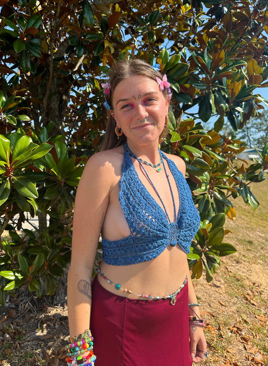 BUTTERFLY BABE 3 WAY WEAR  CROCHET CROP TOP 🦋🌱🌈