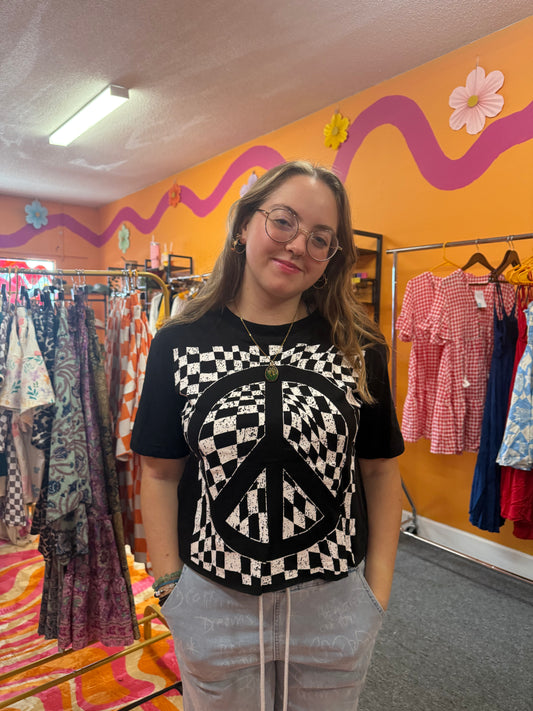 Peace checkered top