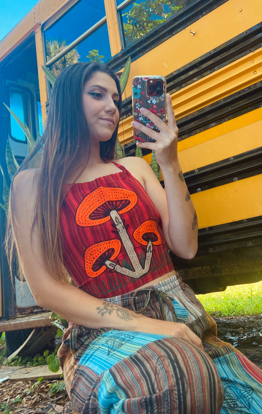 Mushroom Embroidered Crop