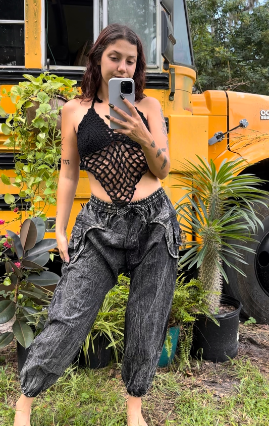BLACK STONEWASH JOGGERS