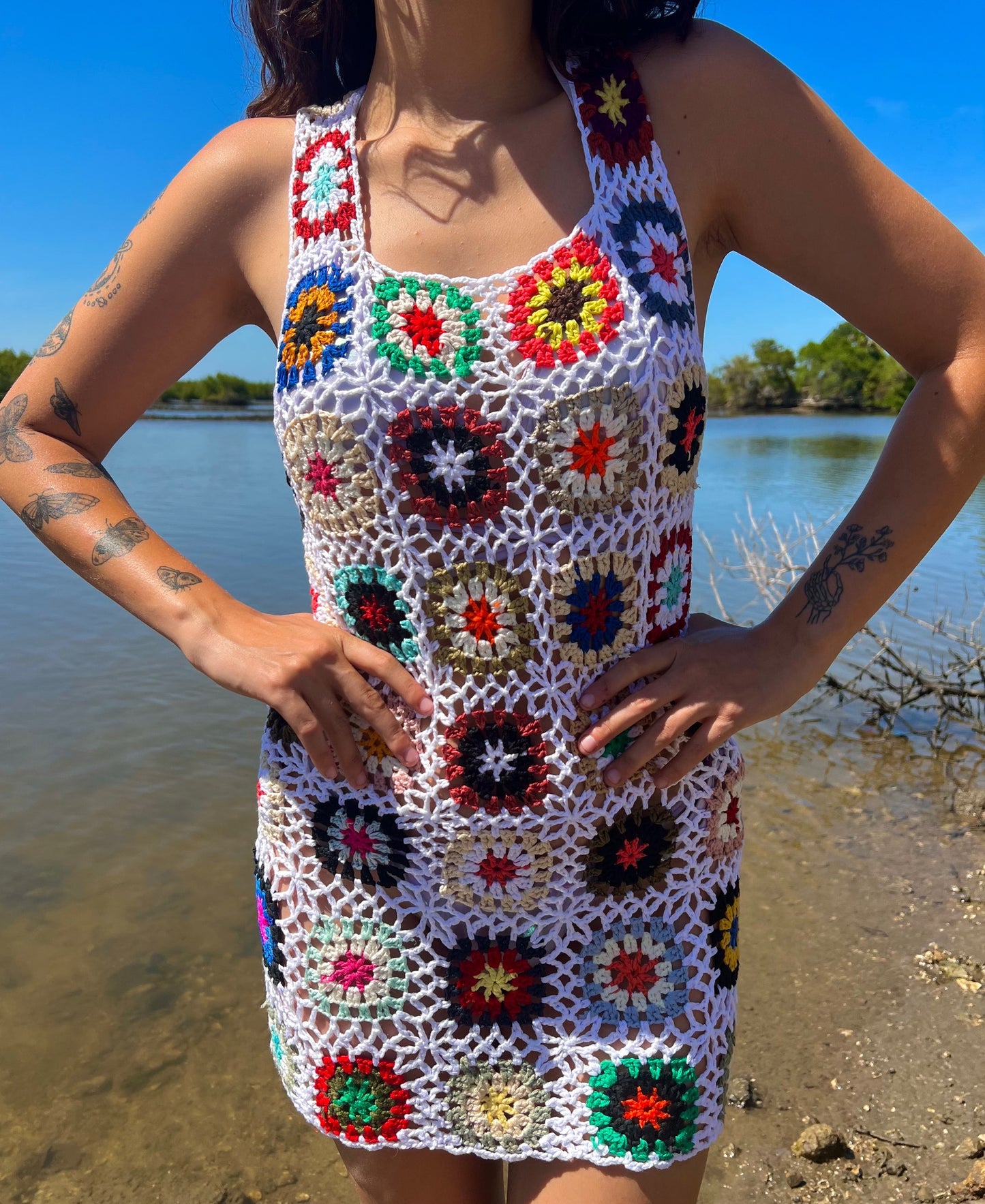 MARILYN GRANNY SQUARE CROCHET DRESS